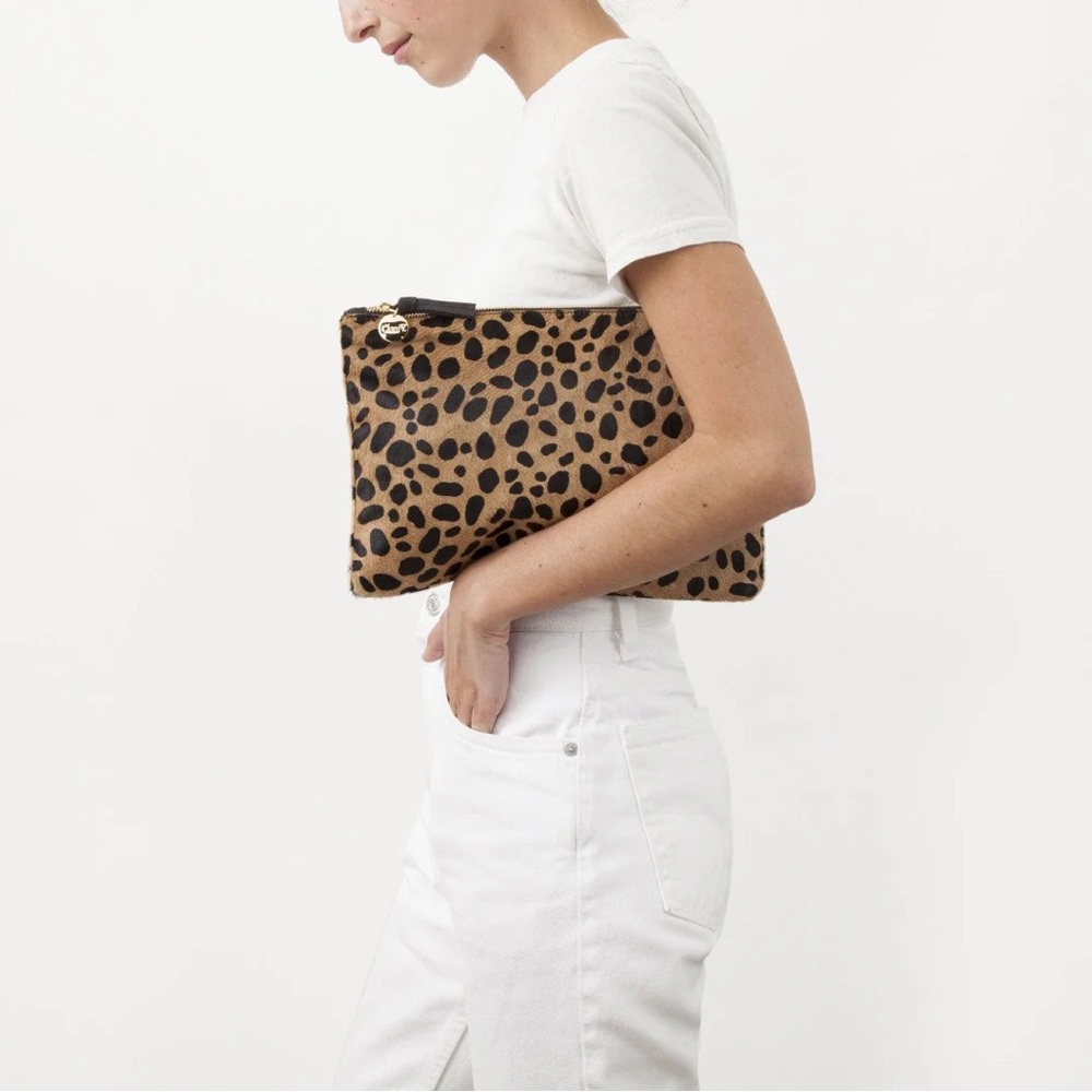Clare V Leopard Hair Flat Clutch